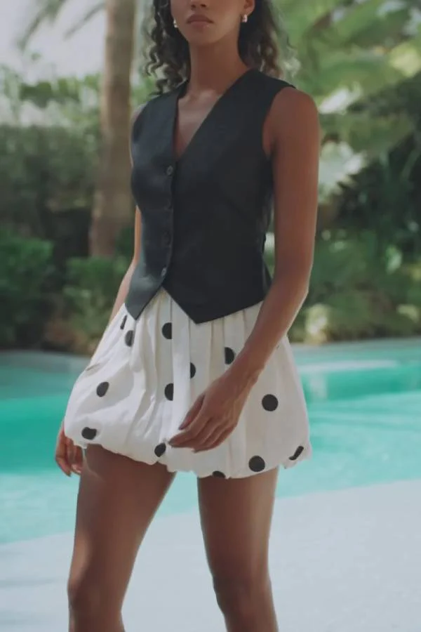 Linen Blend Solid Button Up Back Tie-up Loose Vest