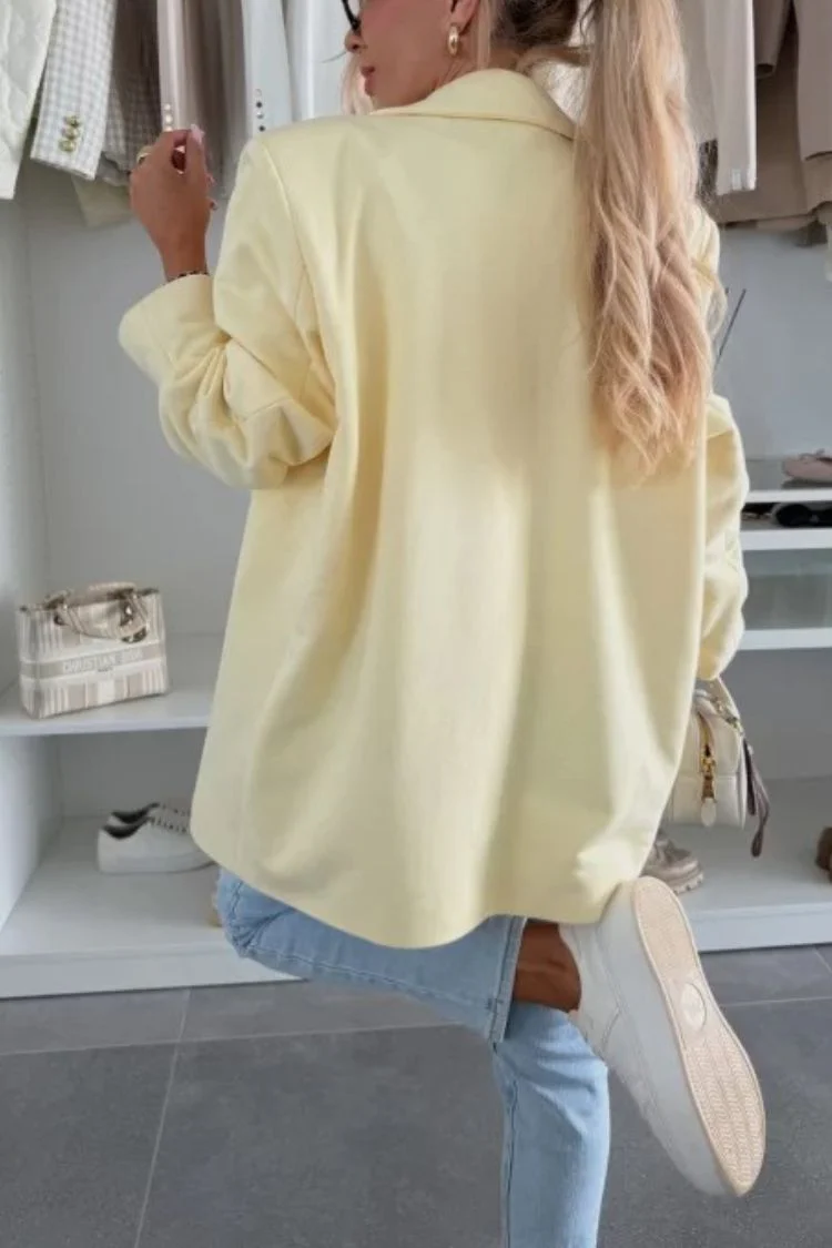 Solid Color Casual Lapel Long Sleeve Oversized Blazer