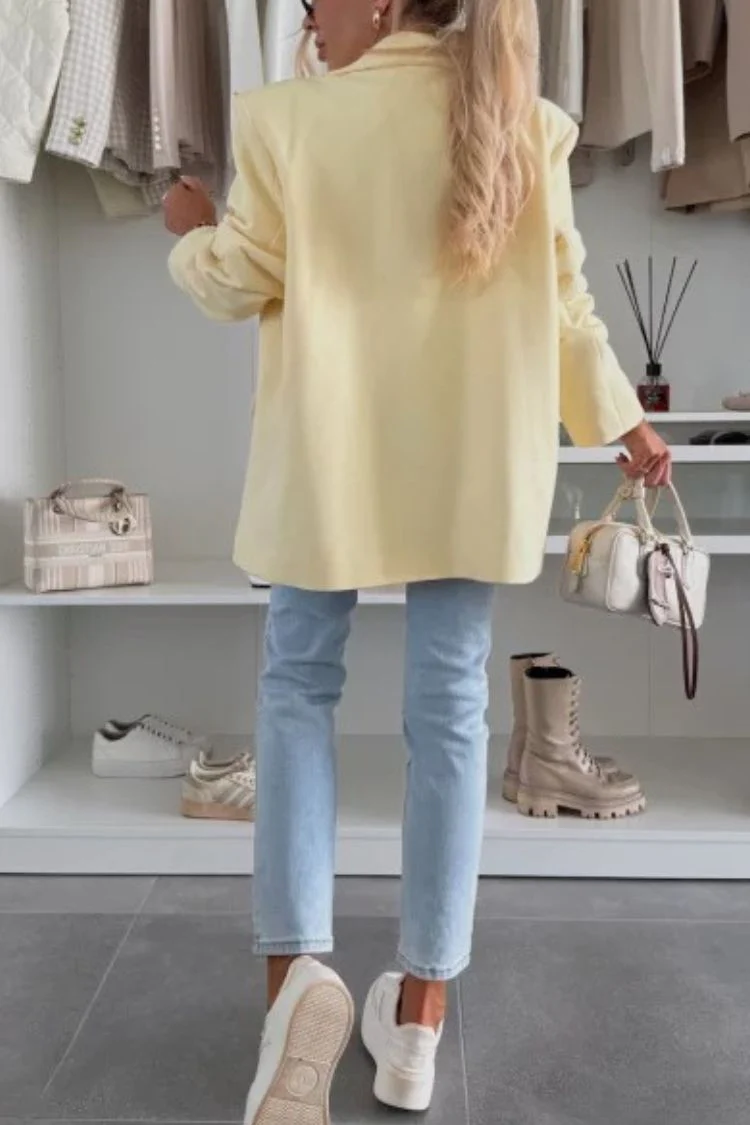 Solid Color Casual Lapel Long Sleeve Oversized Blazer
