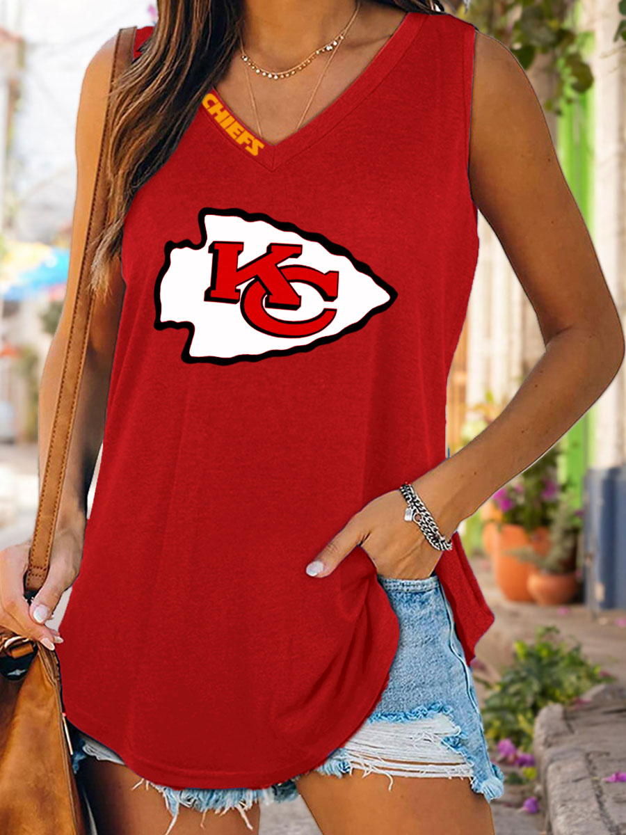 Kansas City Chiefs NFL Women's Sleeveless V-Neck Tank T-Shirt