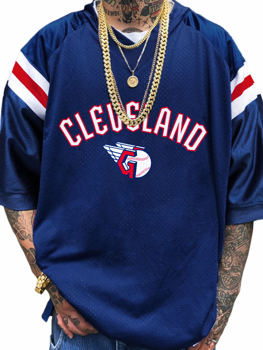 Cleveland Guardians MLB Men's Fashion V-Neck Short Sleeve Jersey