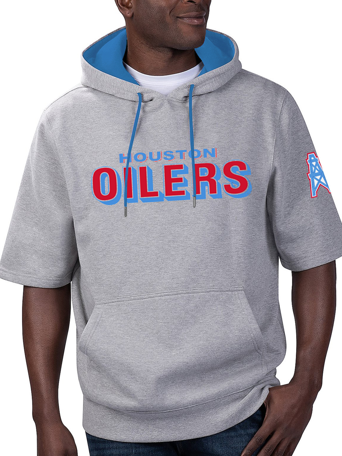 Houston Oilers Short Sleeve Hooded Sweatshirt
