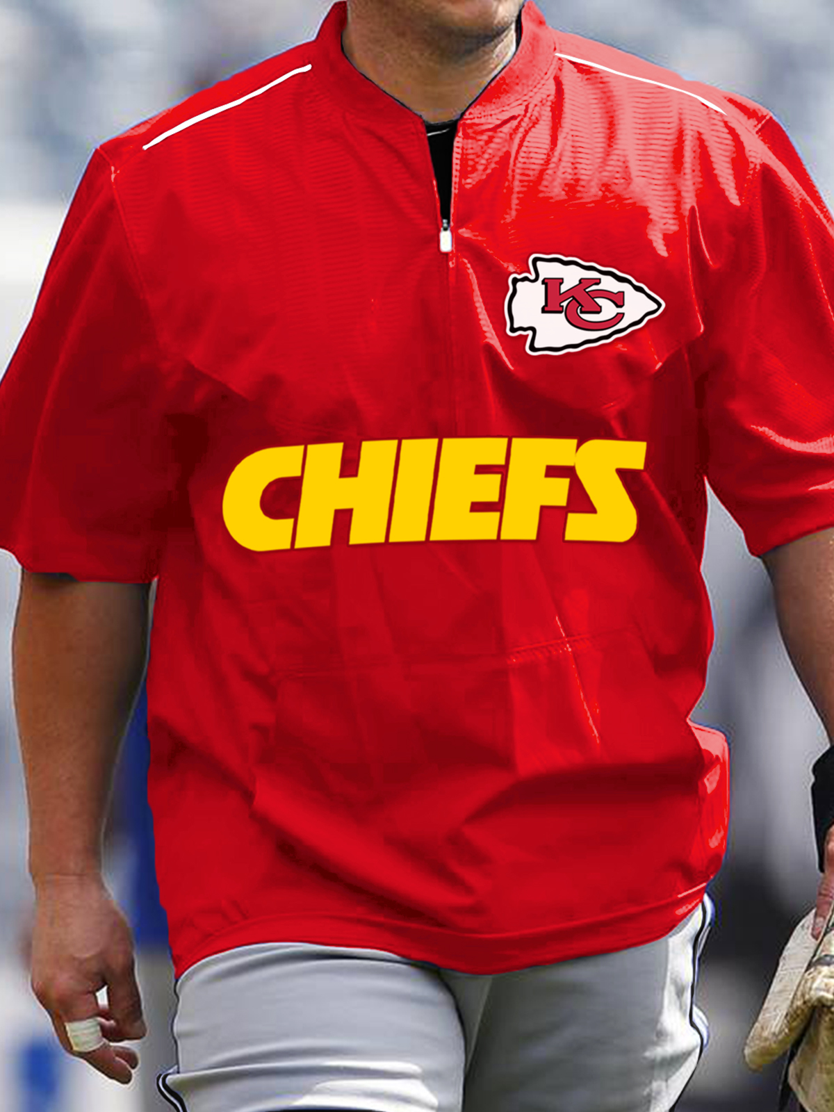 KANSAS CITY CHIEFS Short Sleeve Zip Sweatshirt