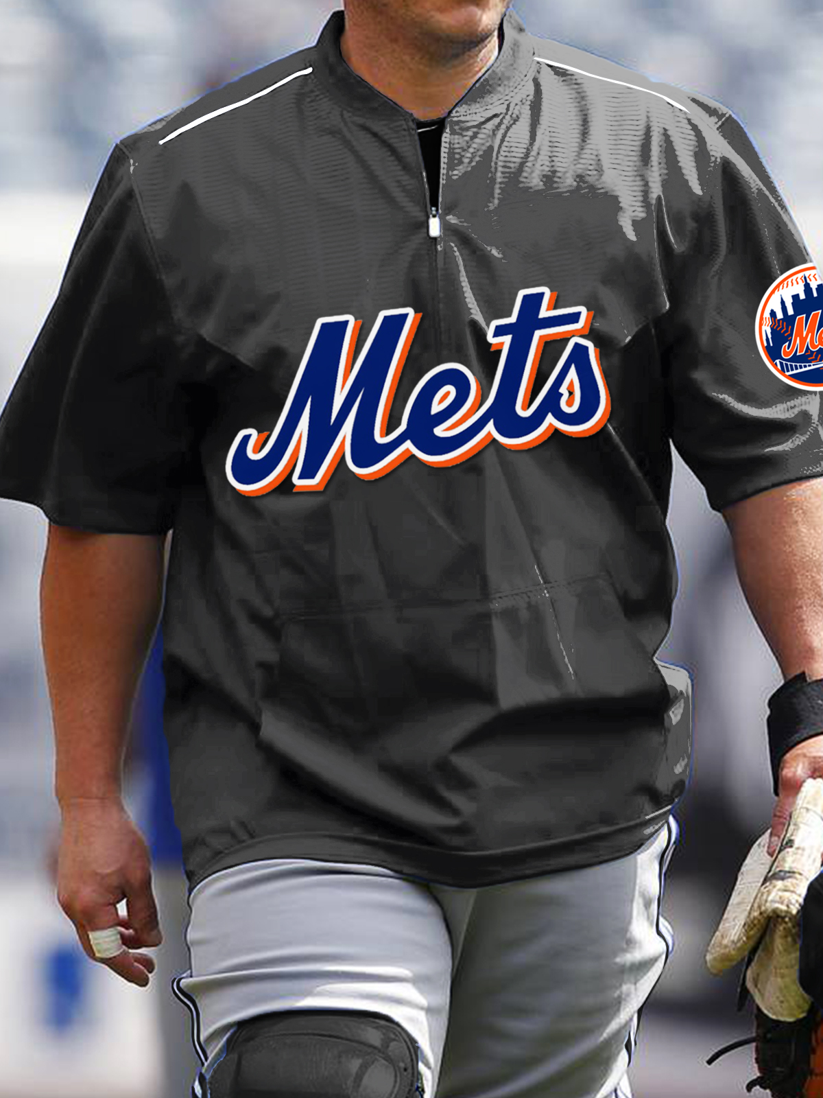 New York Mets Short Sleeve Zip Sweatshirt