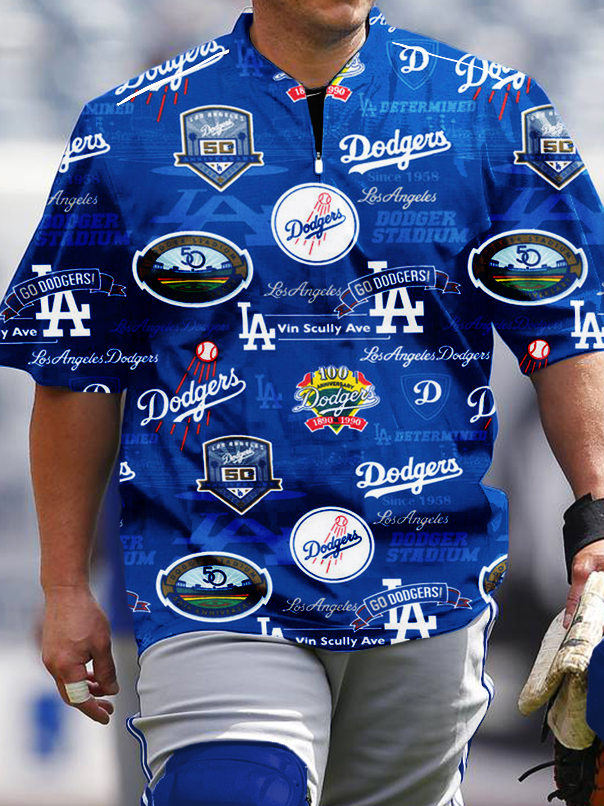 Los Angeles Dodgers Short Sleeve Zip Sweatshirt