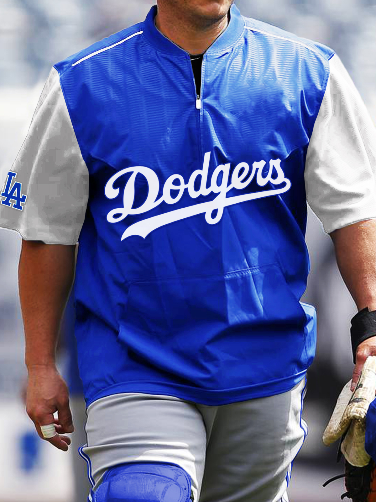 Los Angeles Dodgers Short Sleeve Zip Sweatshirt