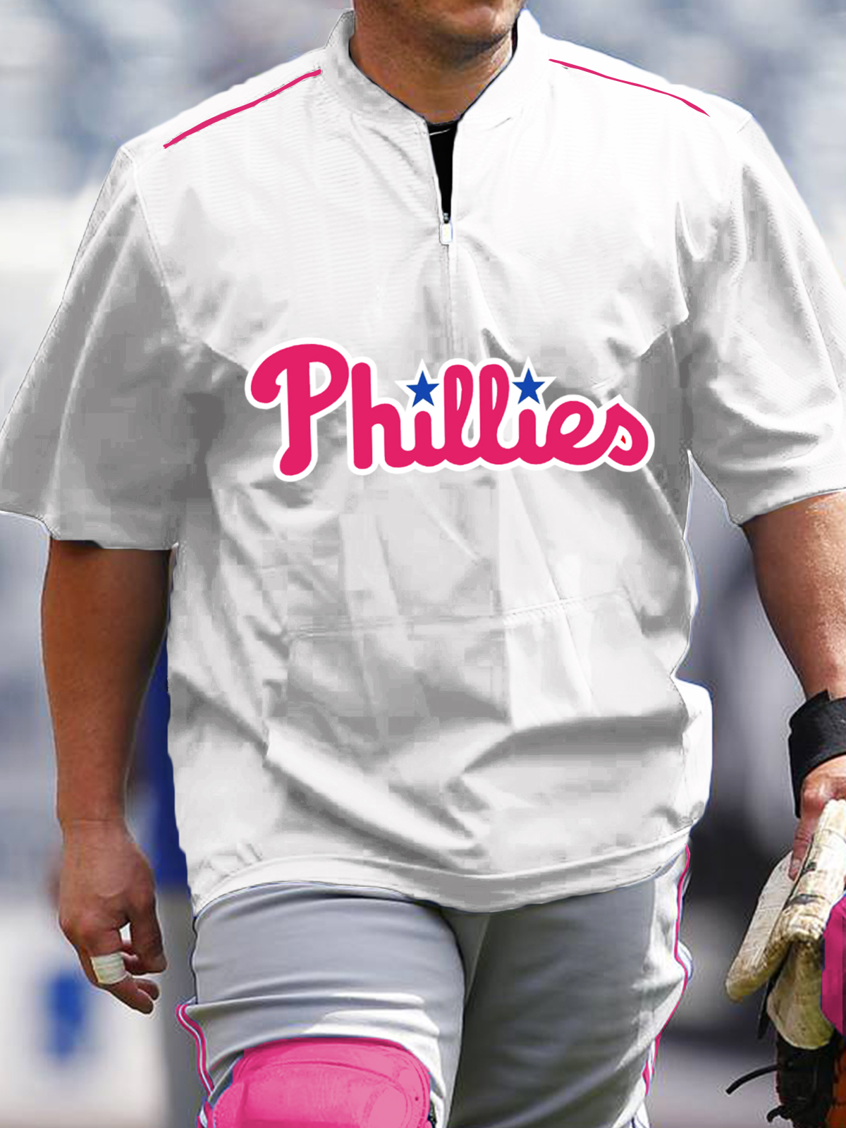 Philadelphia Phillies Fashion Short Sleeve Zip Sweatshirt