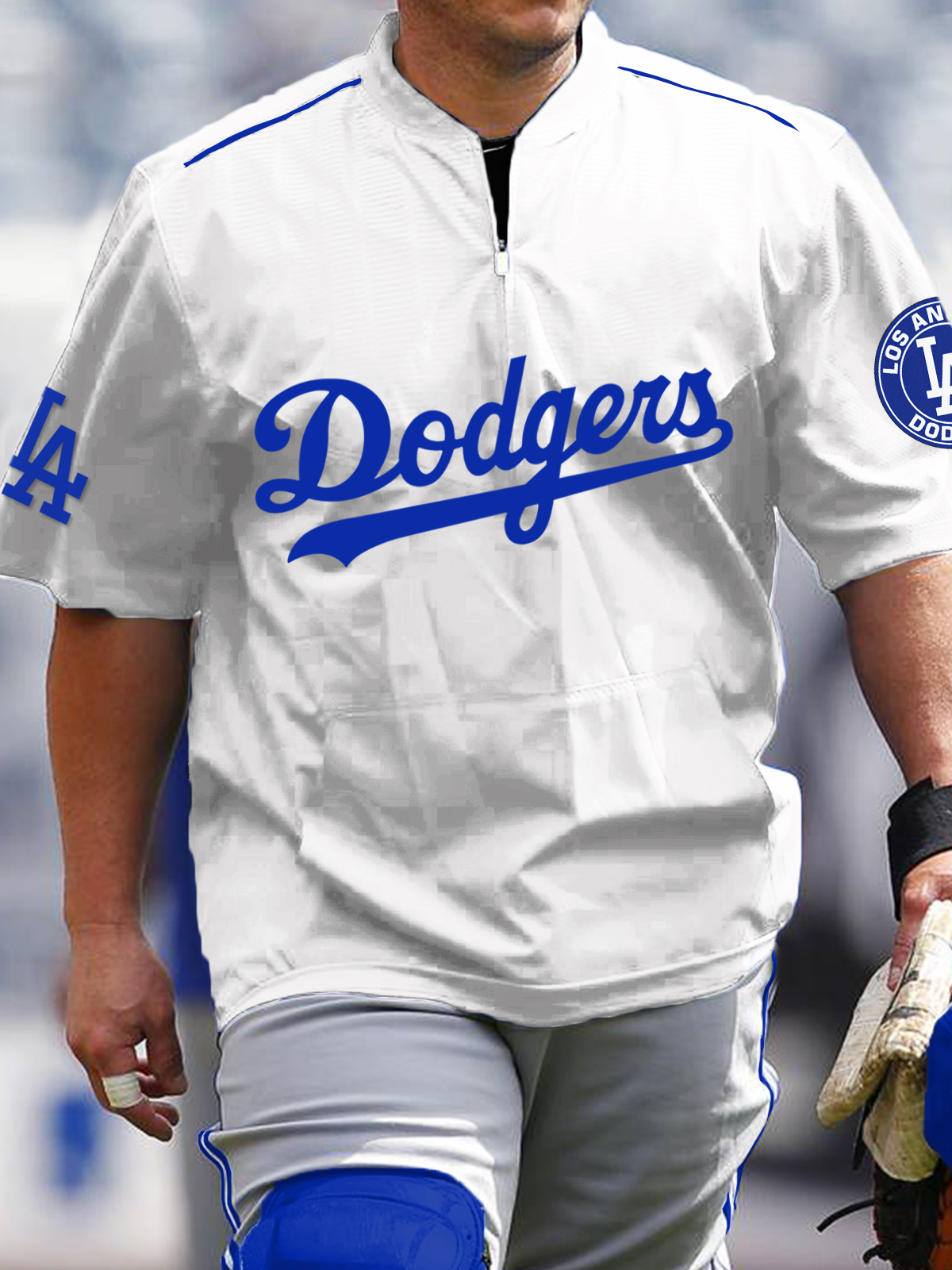 Los Angeles Dodgers Short Sleeve Zip Sweatshirt