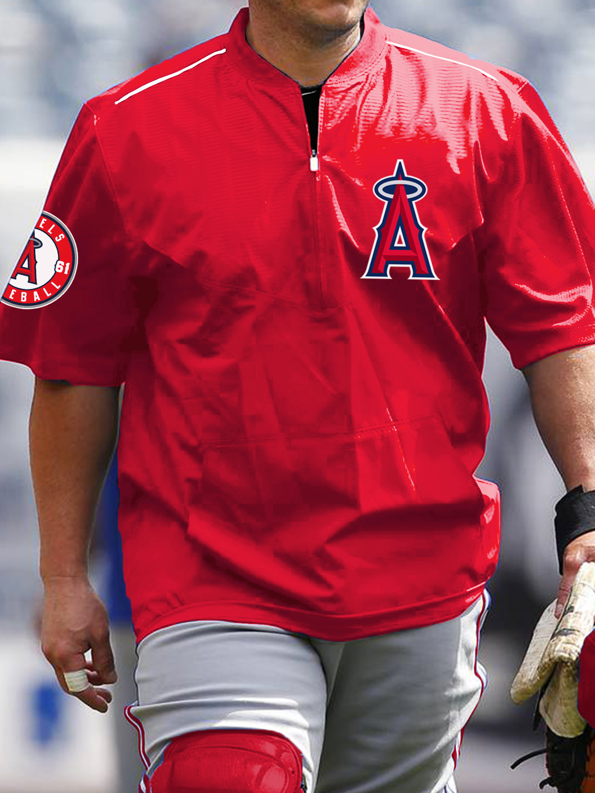 Los Angeles Angels Short Sleeve Zip Sweatshirt