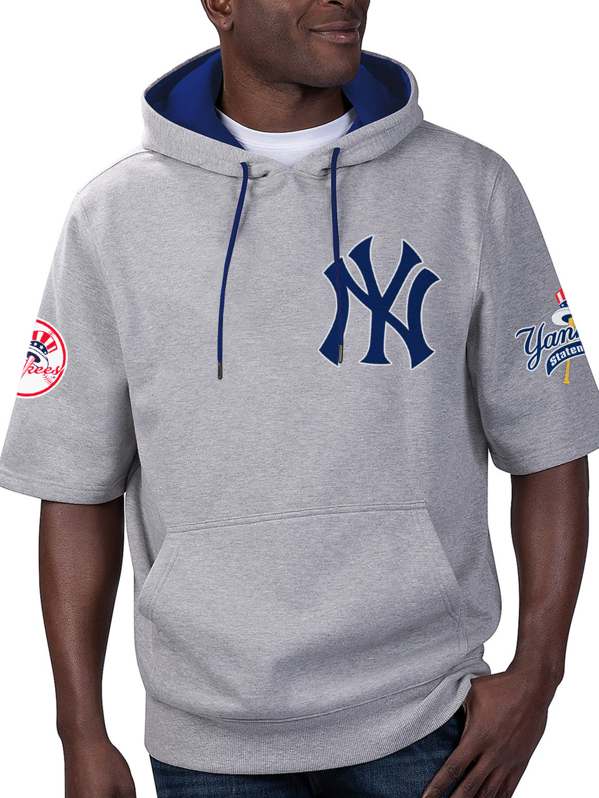 New York Yankees Fashion Short Sleeve Hooded Sweatshirt