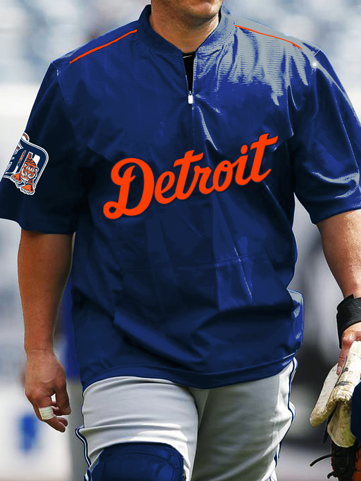 Detroit Tigers Short Sleeve Zip Sweatshirt