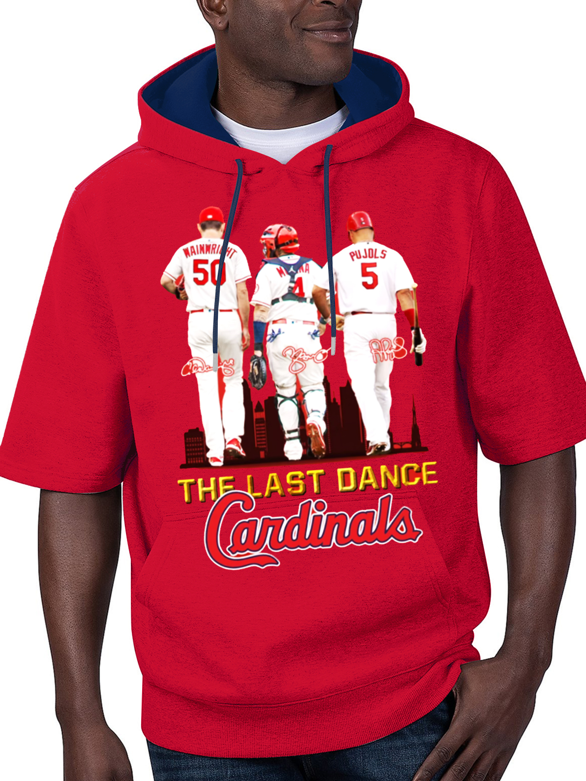 Yadi Waino Pujols One Last Run 2022 St. Louis Cardinals Short Sleeve Hooded Sweatshirt
