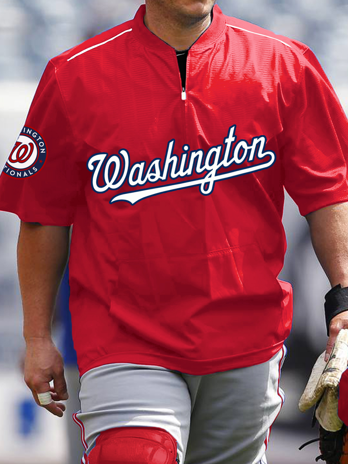 Washington Nationals Short Sleeve Zip Sweatshirt