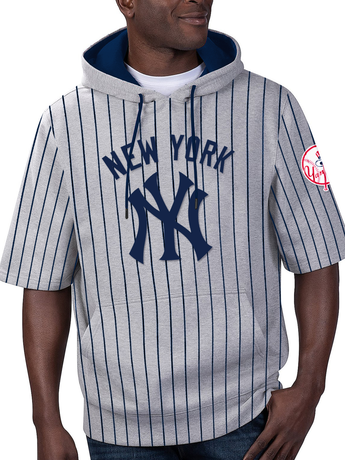 New York Yankees Fashion Short Sleeve Hooded Sweatshirt