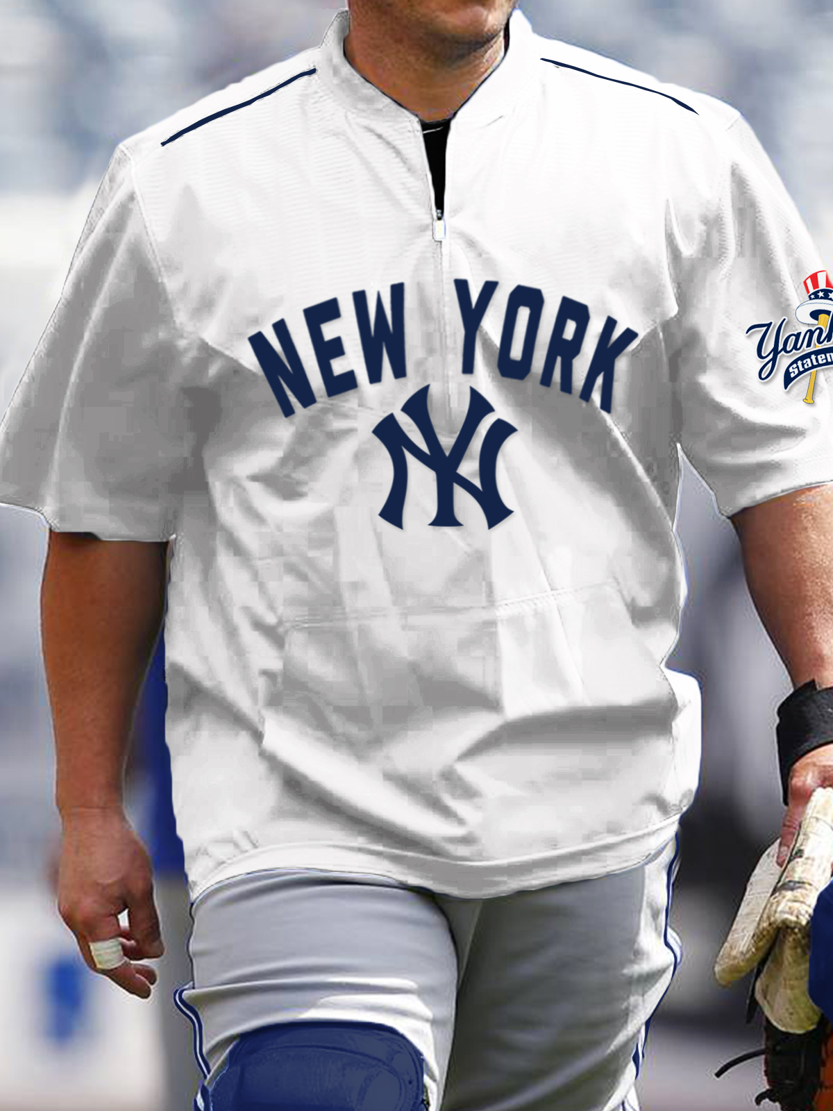 New York Yankees Short Sleeve Zip Sweatshirt