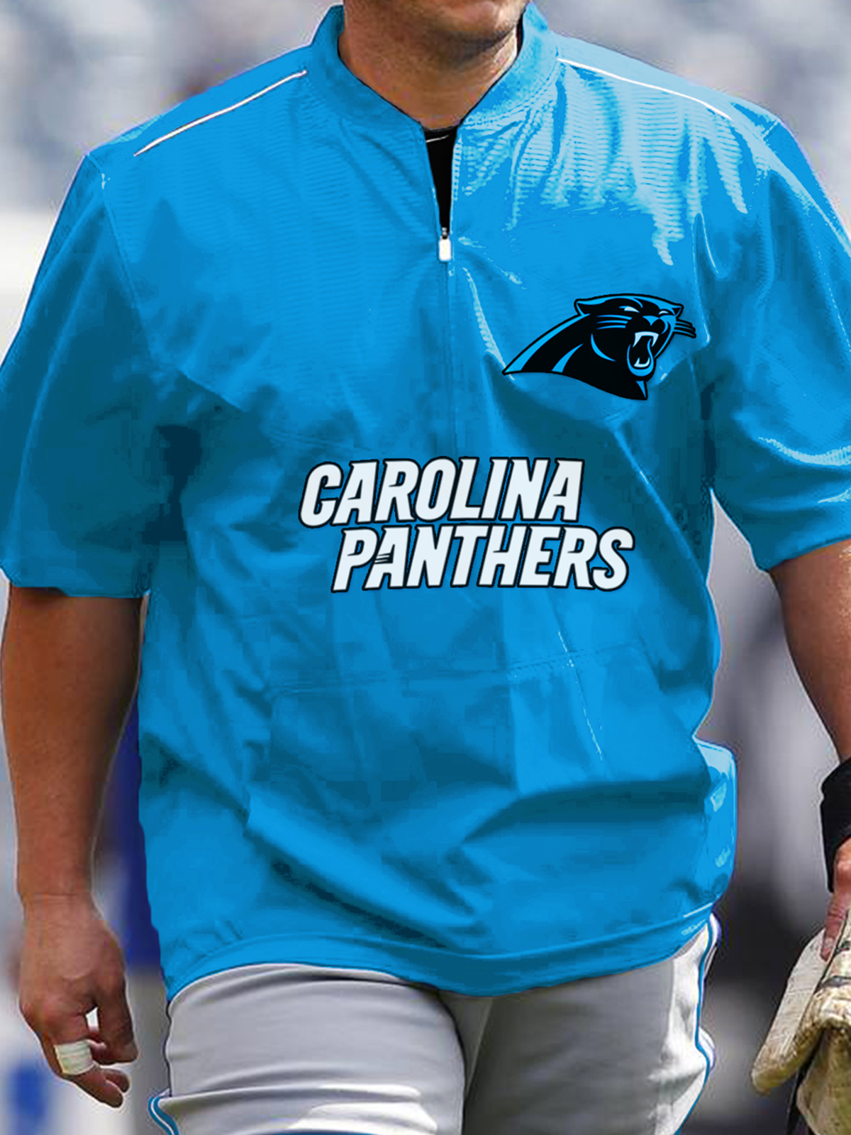 Carolina Panthers Short Sleeve Zip Sweatshirt