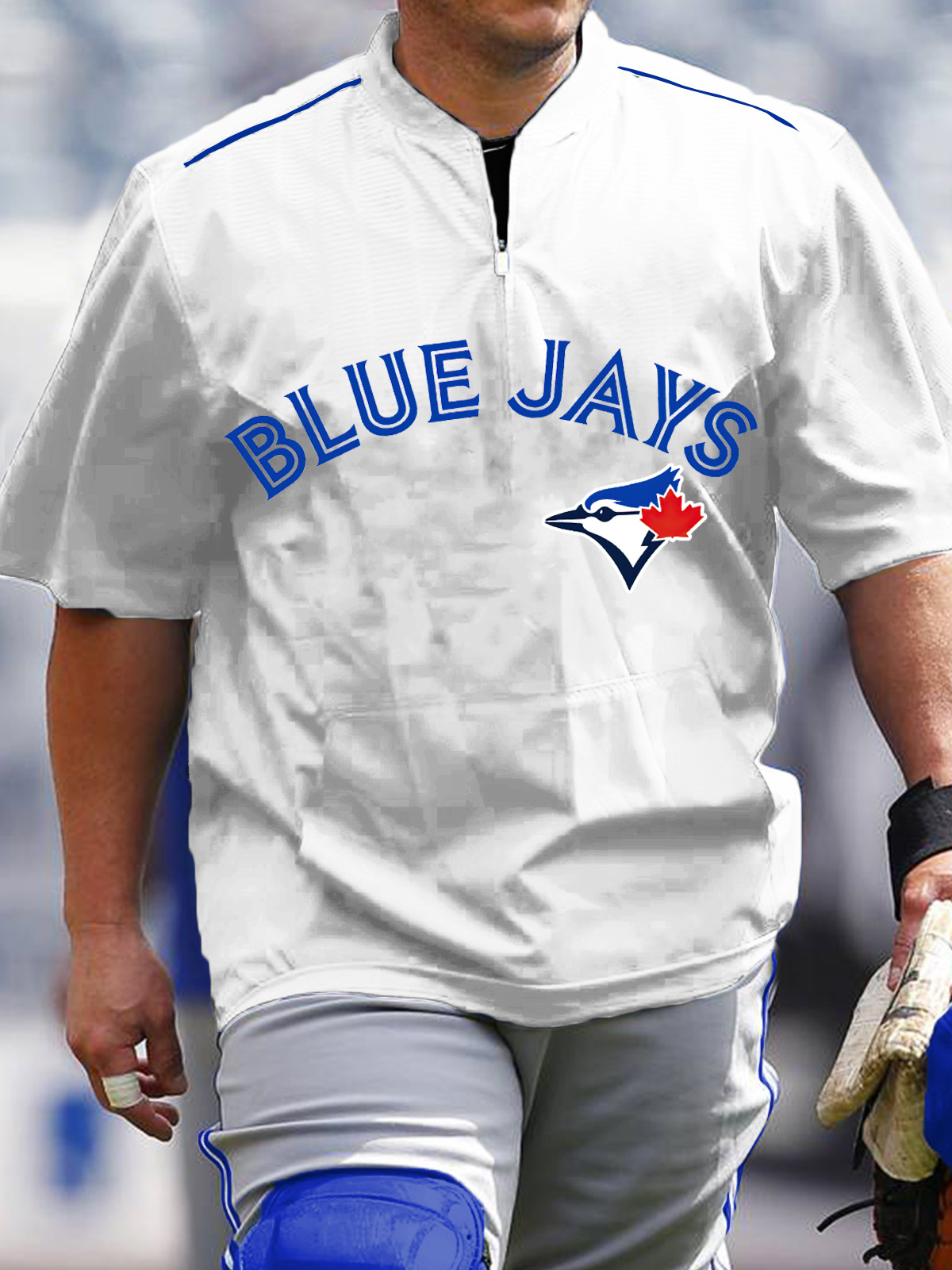 Toronto Blue Jays Short Sleeve Zip Sweatshirt