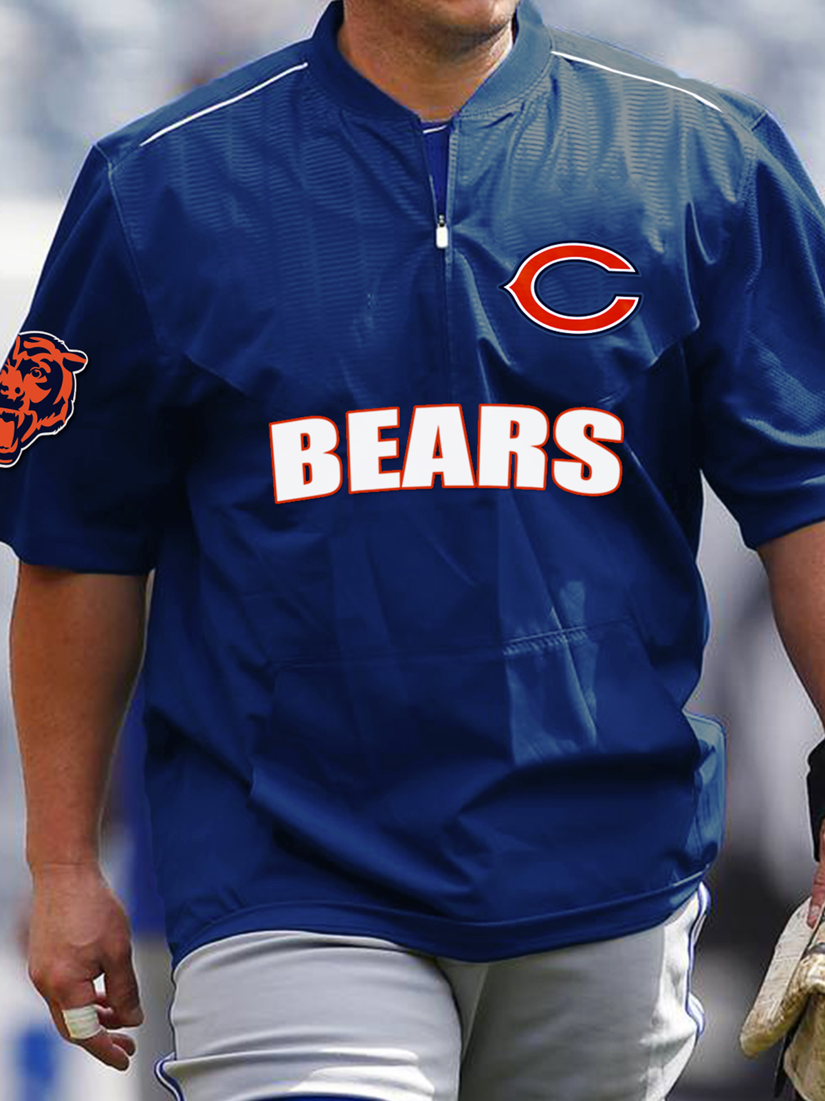 Chicago Bears Short Sleeve Zip Sweatshirt