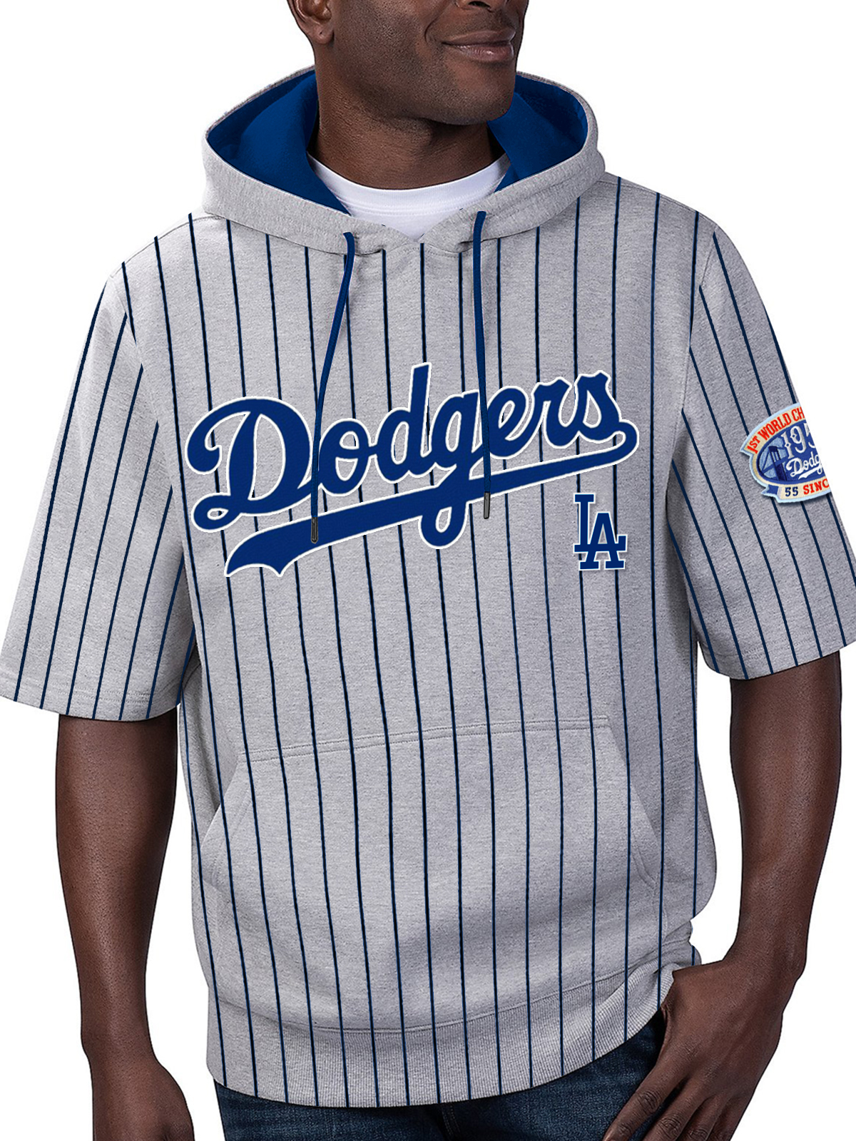 Los Angeles Dodgers Fashion Short Sleeve Hooded Sweatshirt