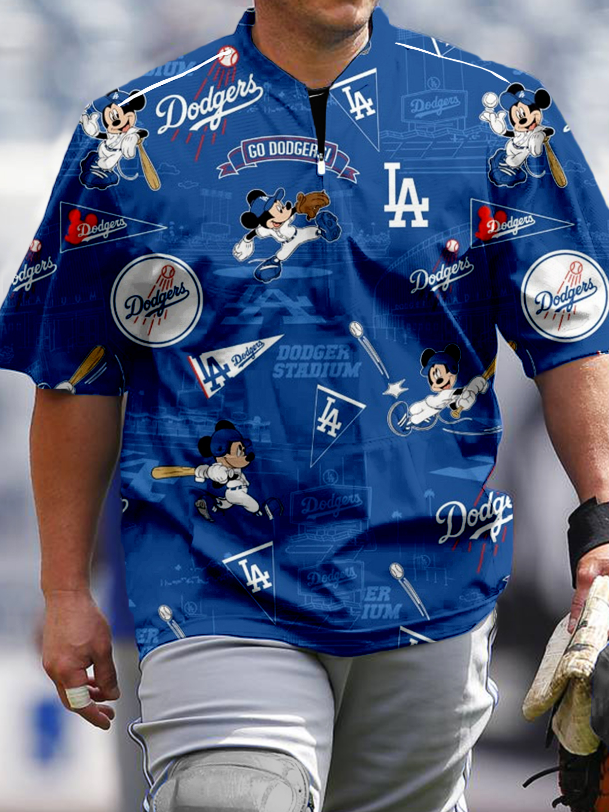 Los Angeles Dodgers Fashion Short Sleeve Zip Sweatshirt