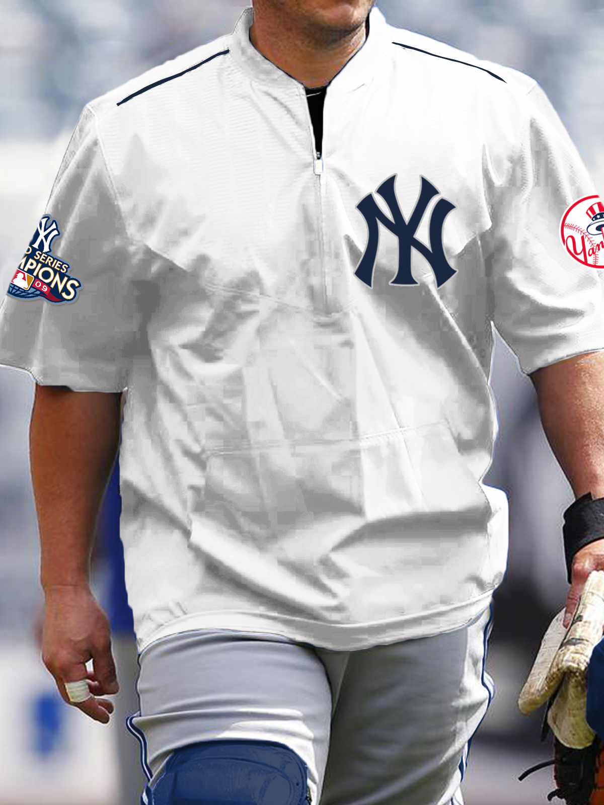 New York Yankees Short Sleeve Zip Sweatshirt