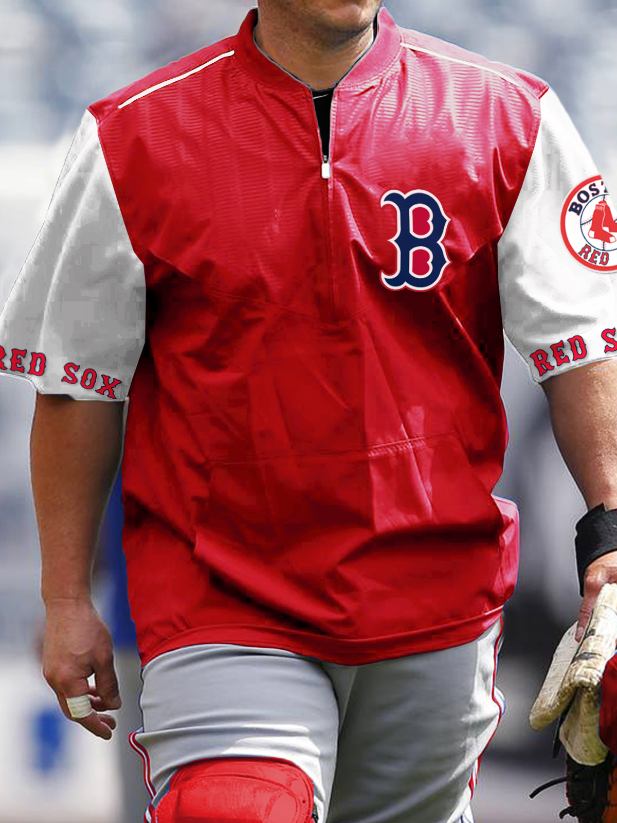 Boston Red Sox  Short Sleeve Zip Sweatshirt