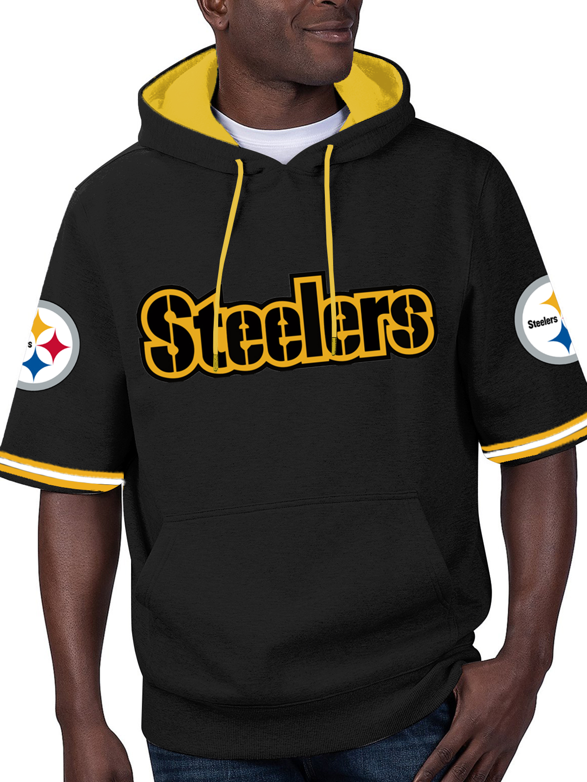 Pittsburgh Steelers Short Sleeve Hooded Sweatshirt