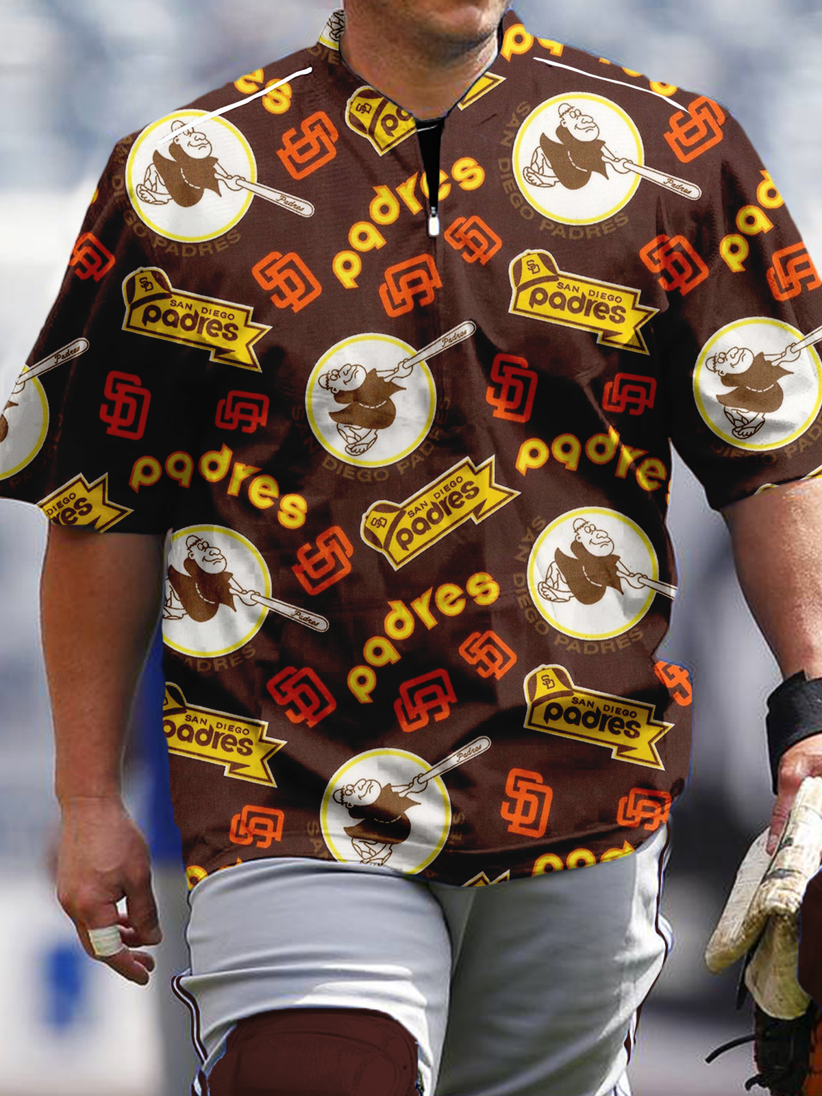 San Diego Padres Fashion Short Sleeve Zip Sweatshirt