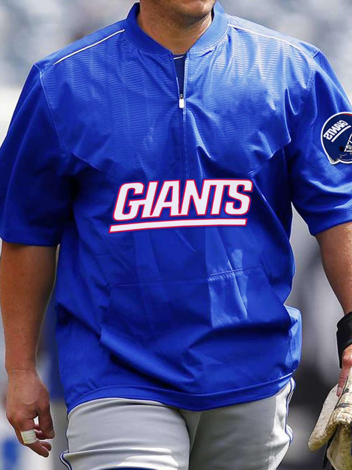 New York Giants Short Sleeve Zip Sweatshirt