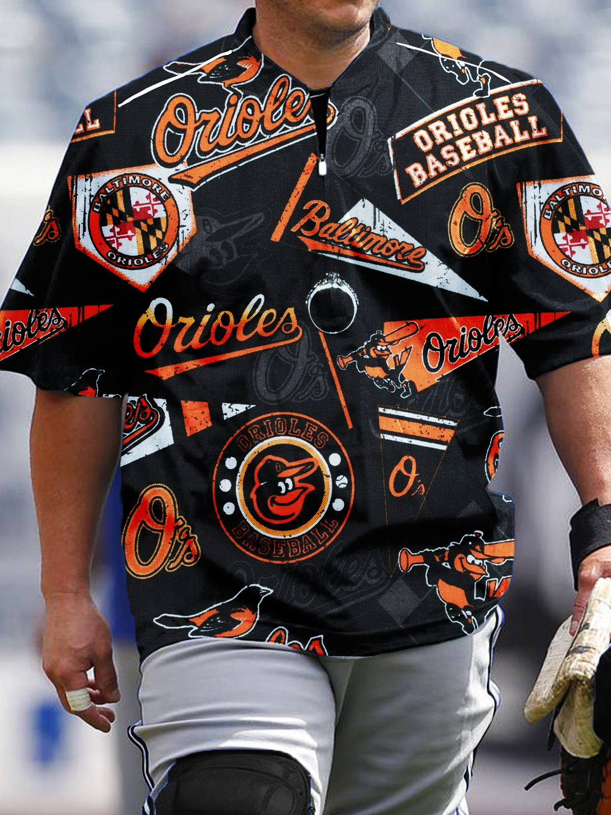 Baltimore Orioles Short Sleeve Zip Sweatshirt