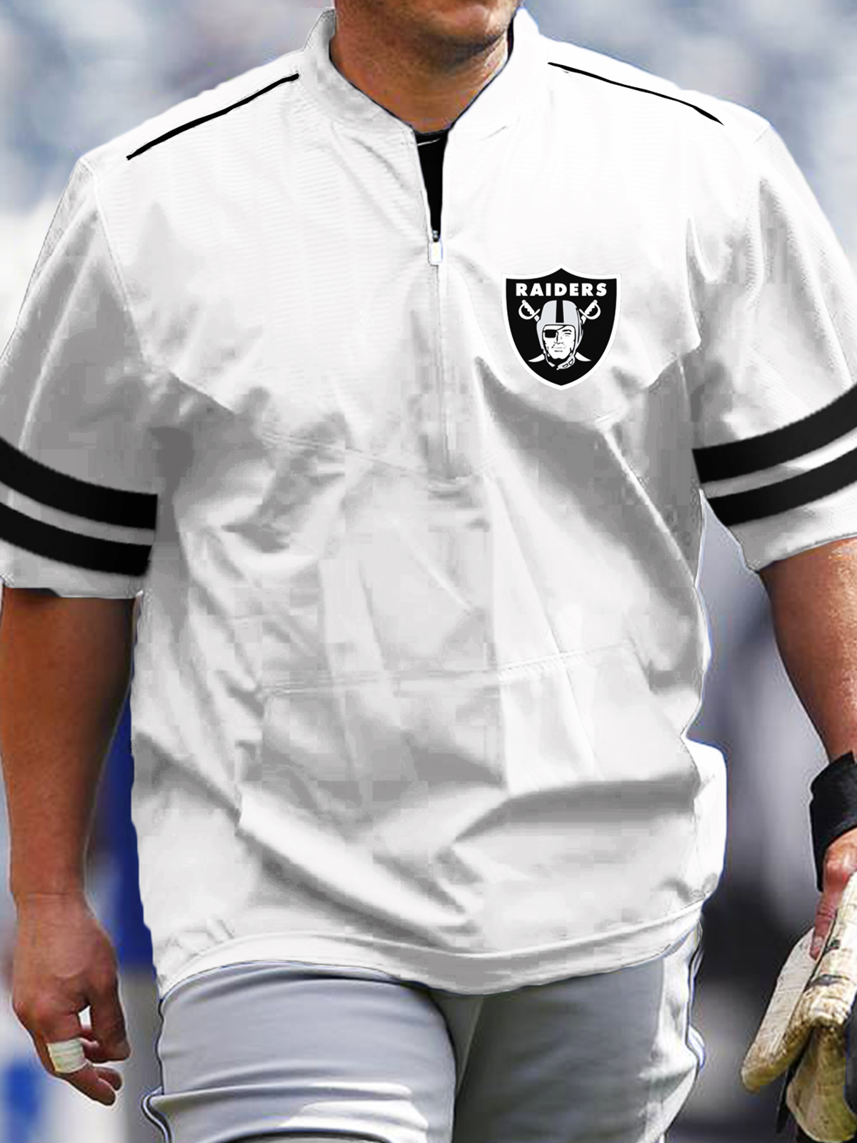 Las Vegas Raiders Short Sleeve Zip Sweatshirt