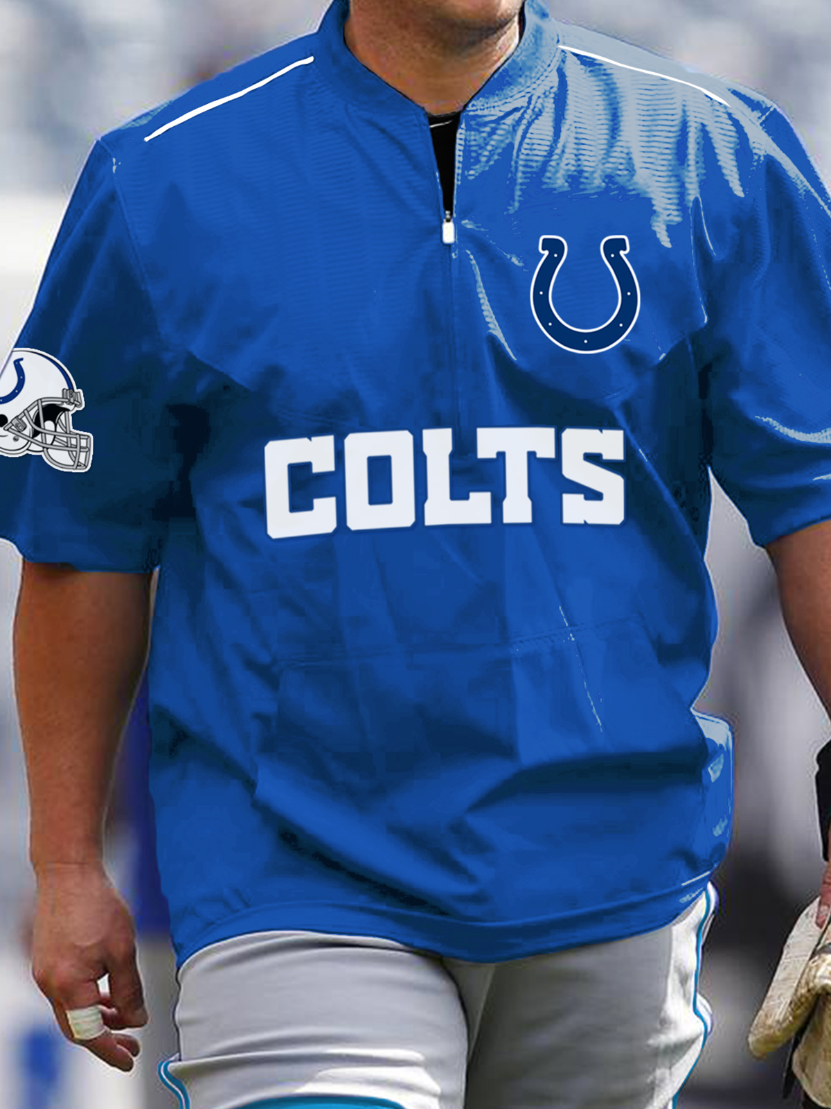 Indianapolis Colts Short Sleeve Zip Sweatshirt