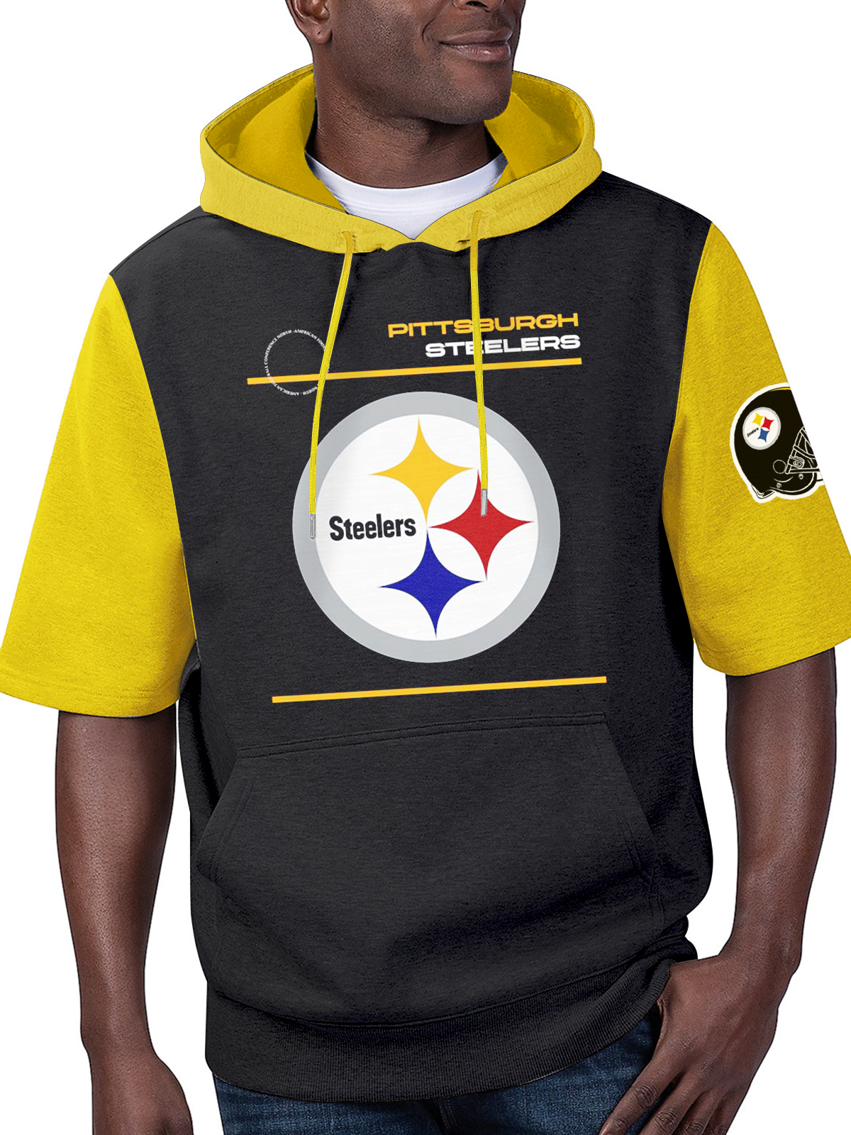 Pittsburgh Steelers Short Sleeve Hooded Sweatshirt