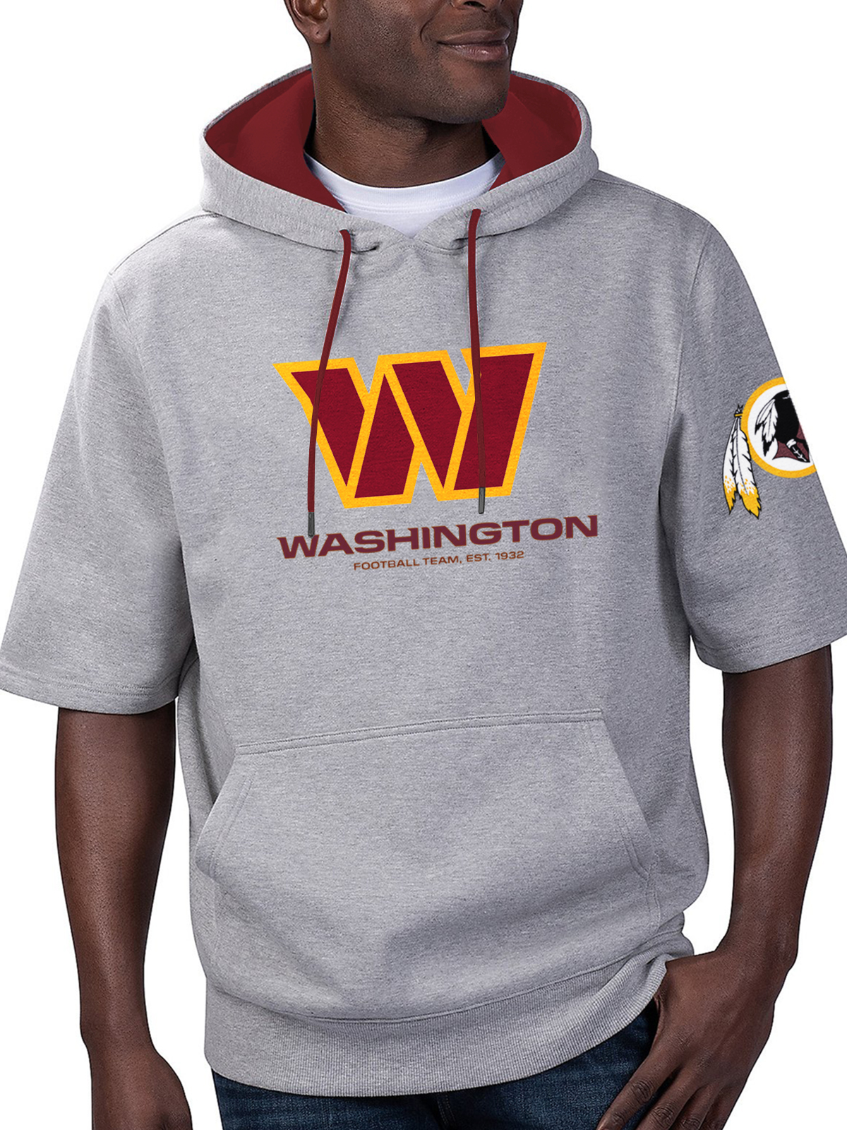 Washington Football Short Sleeve Hooded Sweatshirt