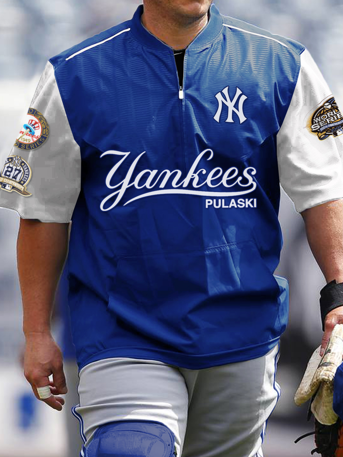 New York Yankees Short Sleeve Zip Sweatshirt