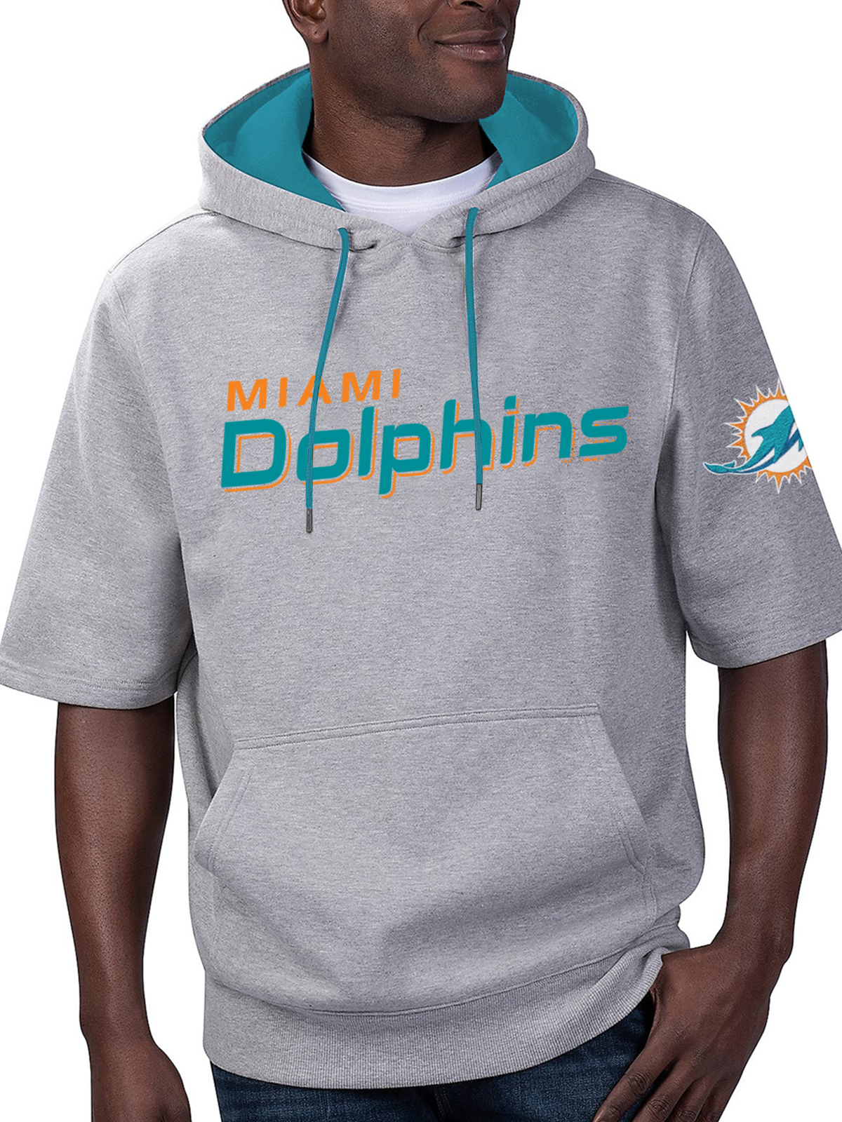 Miami Dolphins Short Sleeve Hooded Sweatshirt
