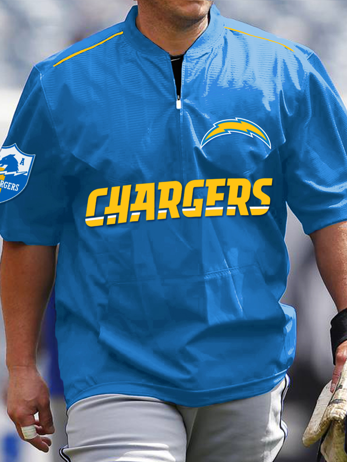 Los Angeles Chargers Short Sleeve Zip Sweatshirt