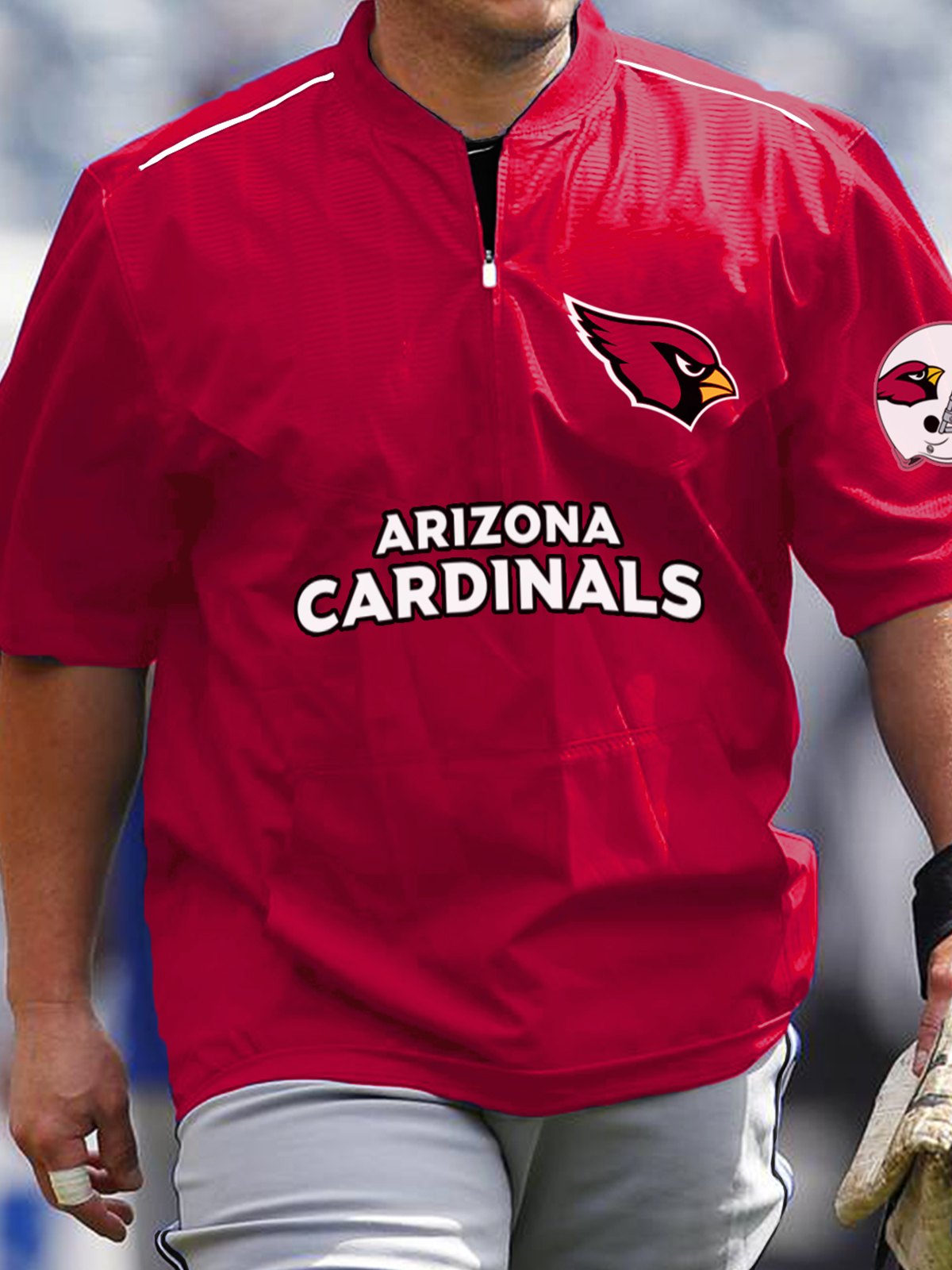 Arizona Cardinals Short Sleeve Zip Sweatshirt