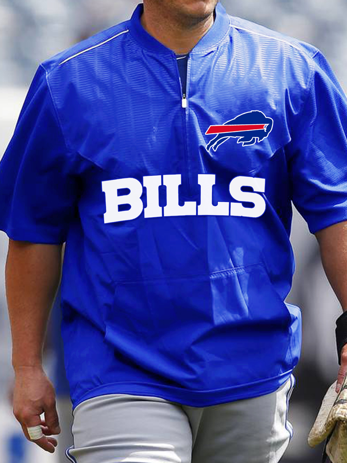 Buffalo Bills Short Sleeve Zip Sweatshirt