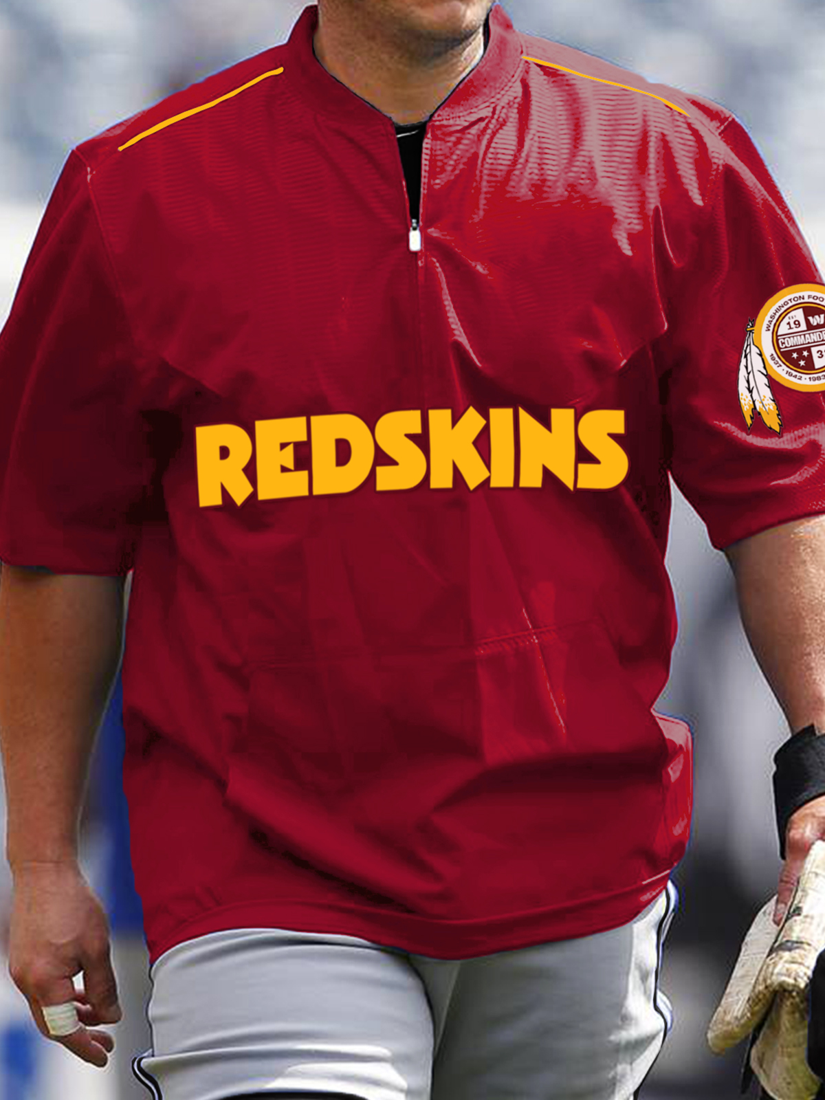 Washington Football Short Sleeve Zip Sweatshirt