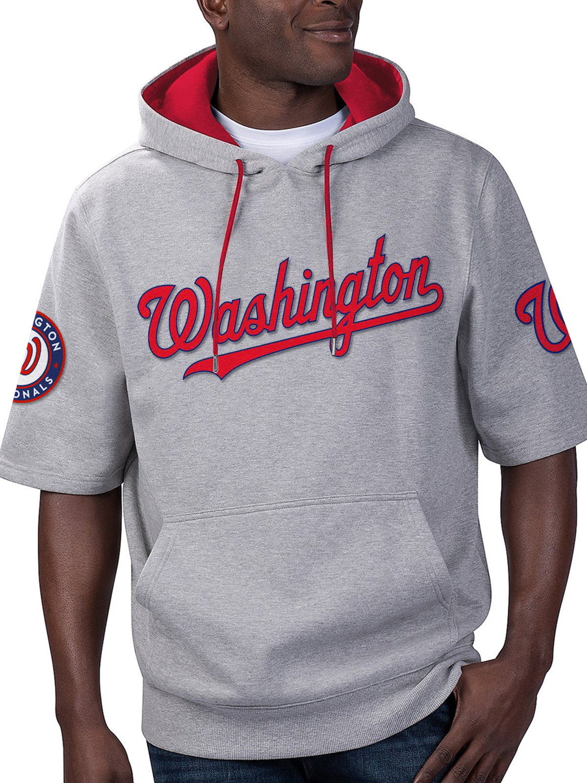 Washington Nationals Fashion Short Sleeve Hooded Sweatshirt