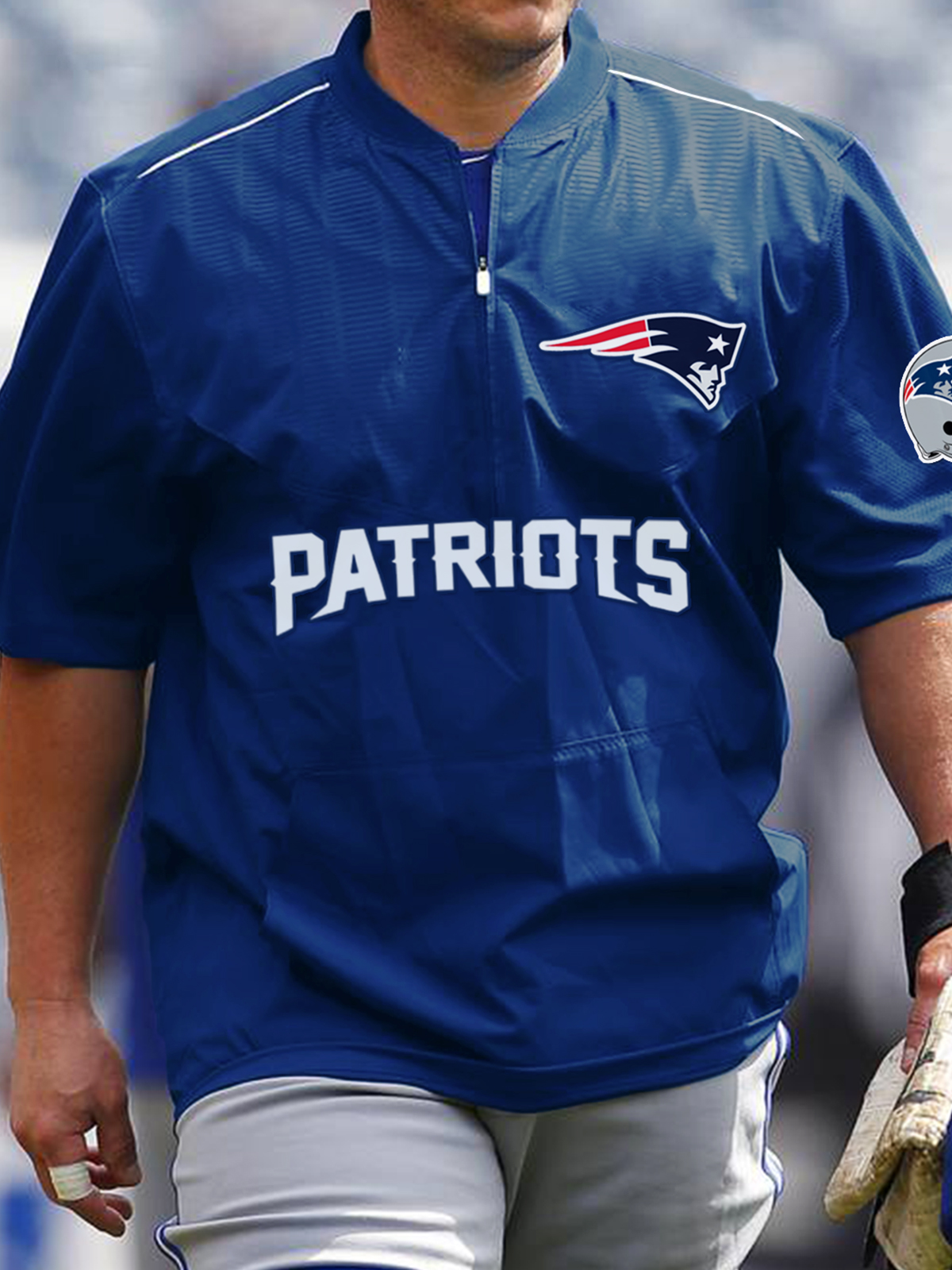 New England Patriots Short Sleeve Zip Sweatshirt