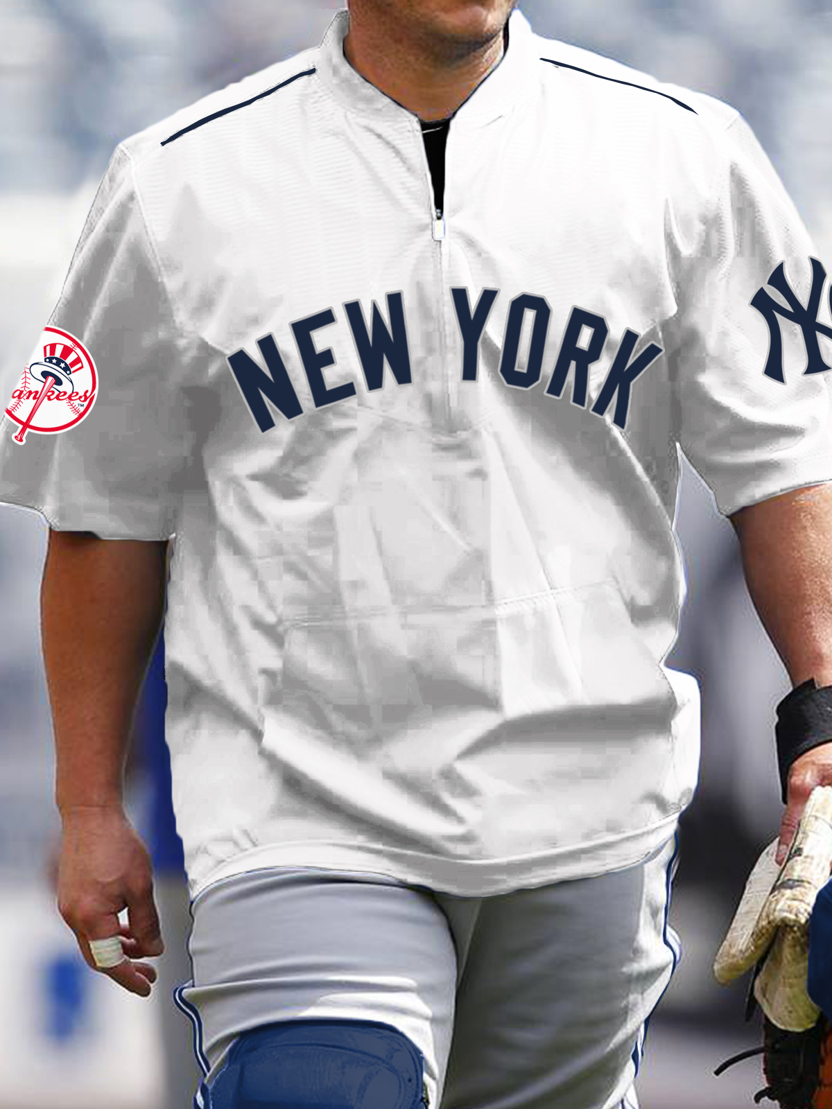 New York Yankees Short Sleeve Zip Sweatshirt