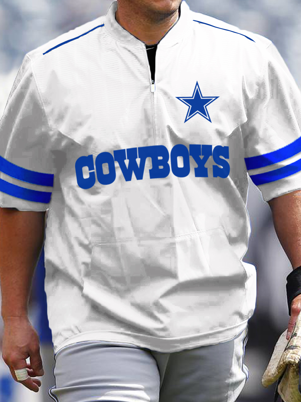 Dallas Cowboys Short Sleeve Zip Sweatshirt