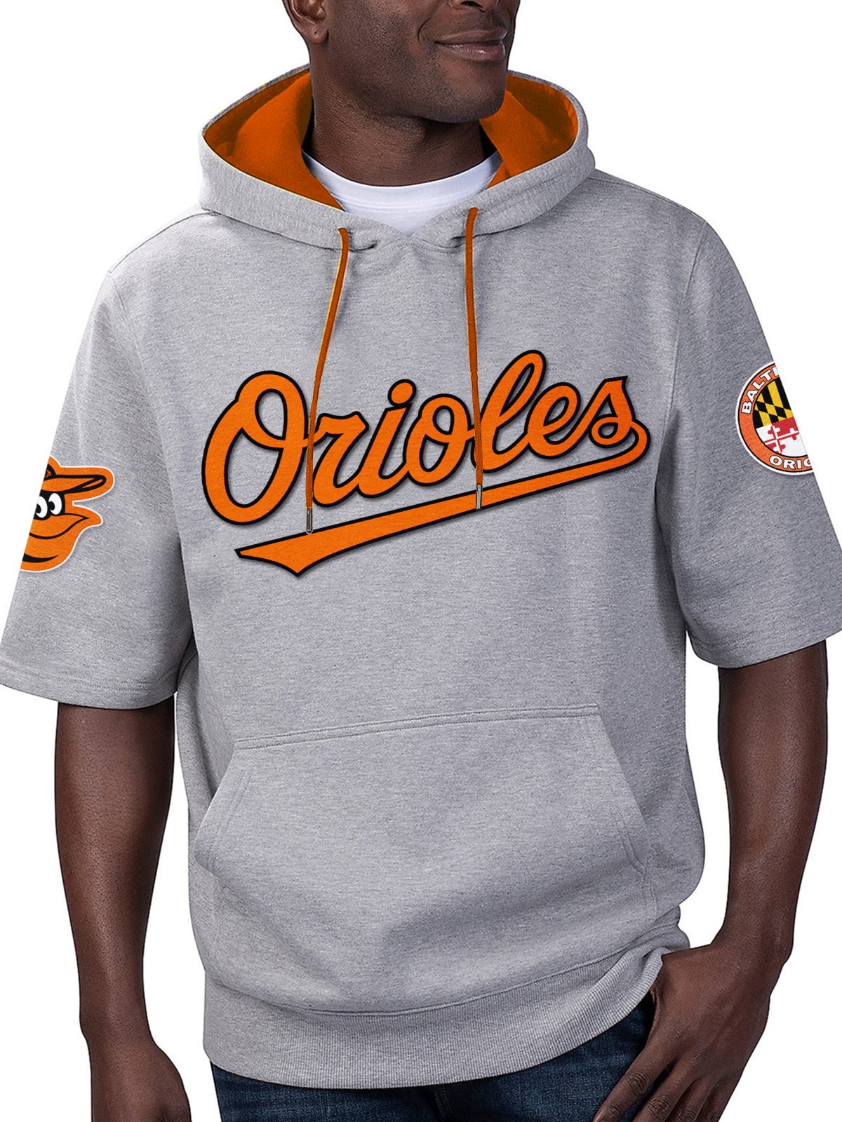 Baltimore Orioles Fashion Short Sleeve Hooded Sweatshirt