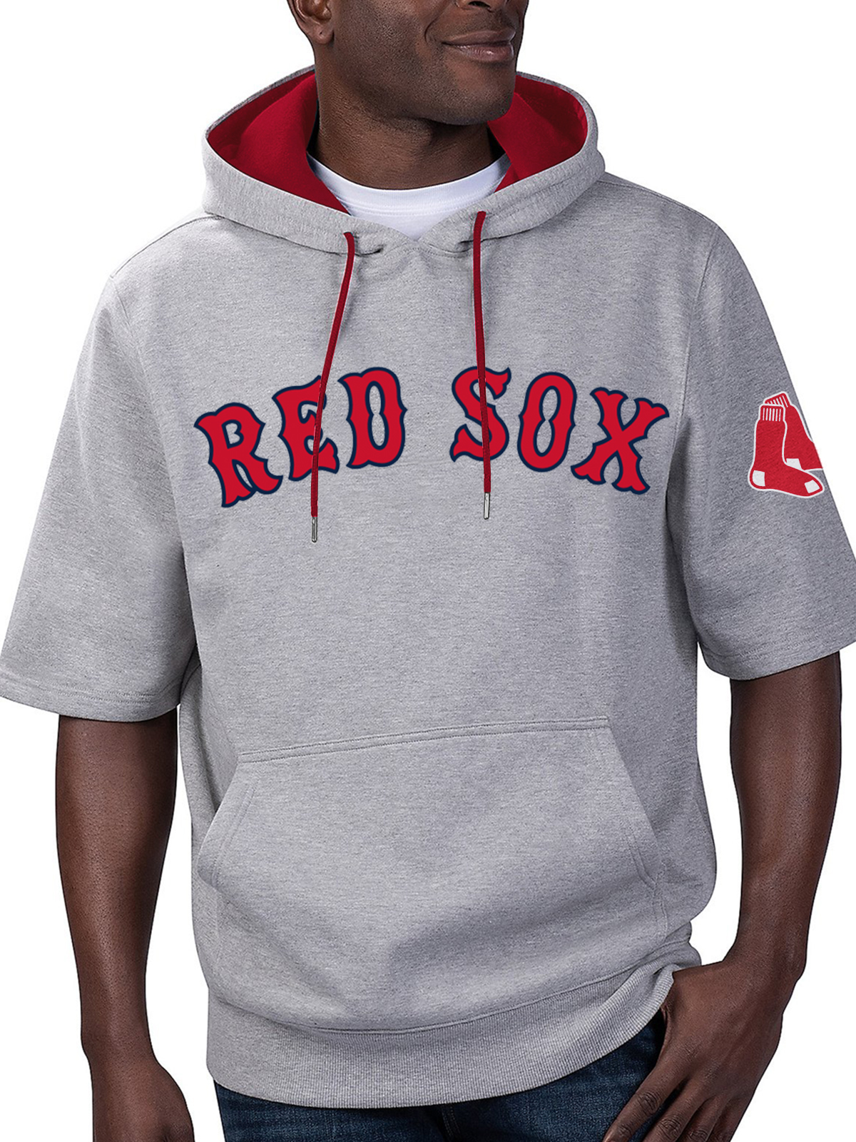 Boston Red Sox Fashion Short Sleeve Hooded Sweatshirt
