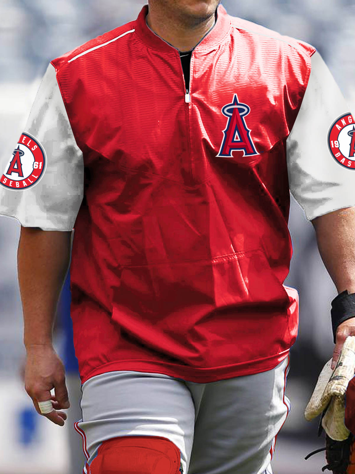 Los Angeles Angels Short Sleeve Zip Sweatshirt