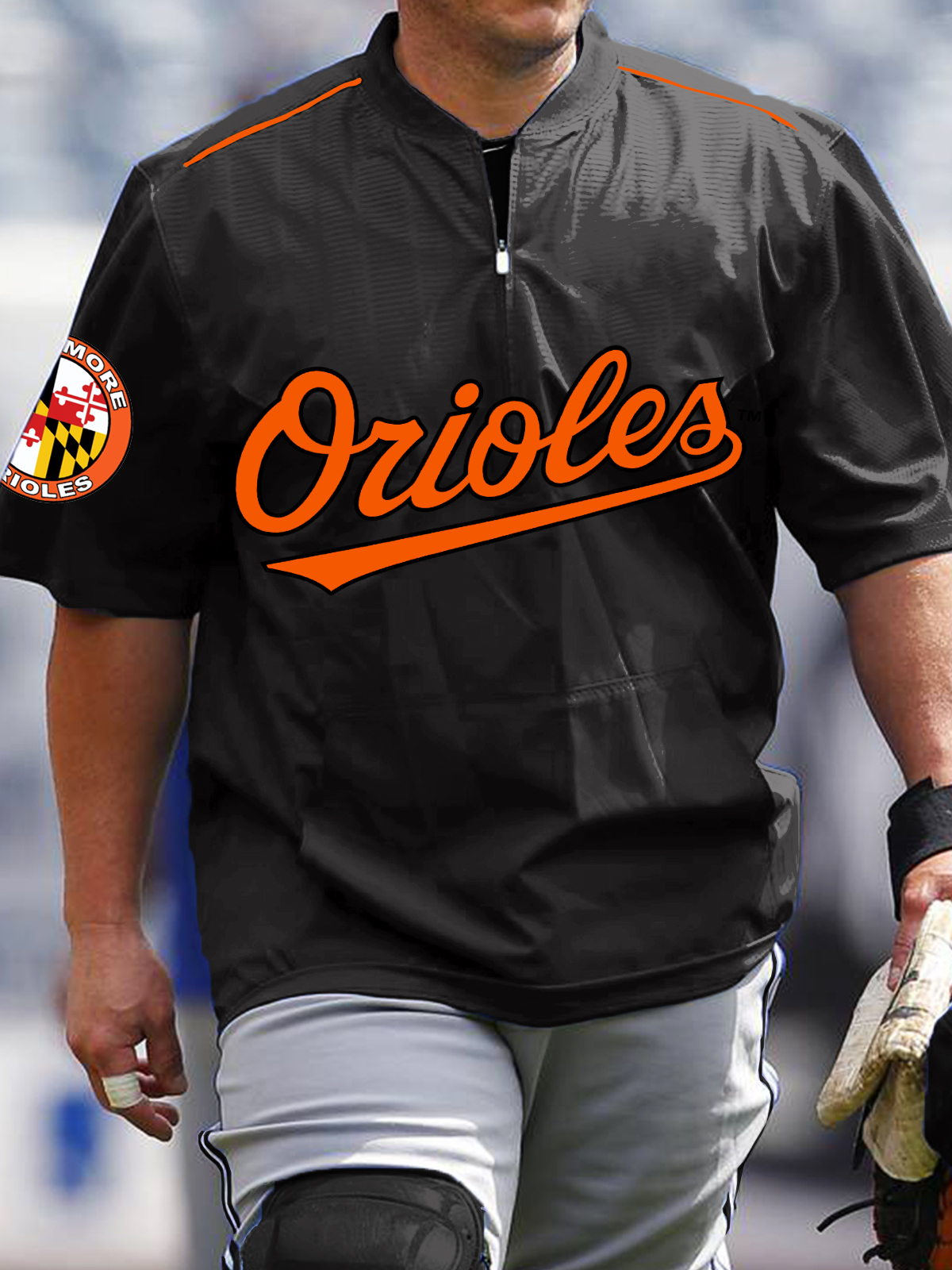 Baltimore Orioles Short Sleeve Zip Sweatshirt