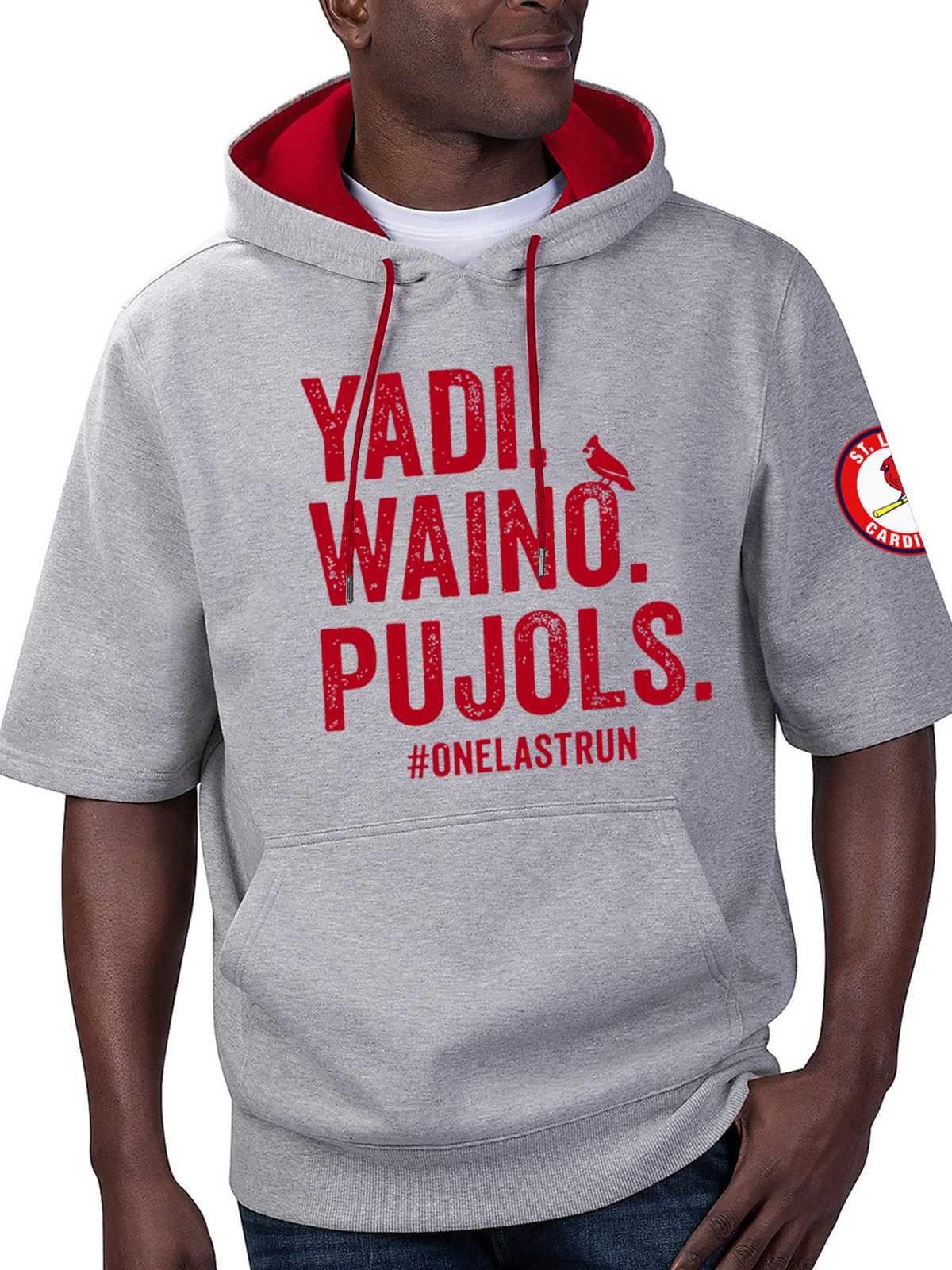 Yadi Waino Pujols One Last Run 2022 St. Louis Cardinals Short Sleeve Hooded Sweatshirt