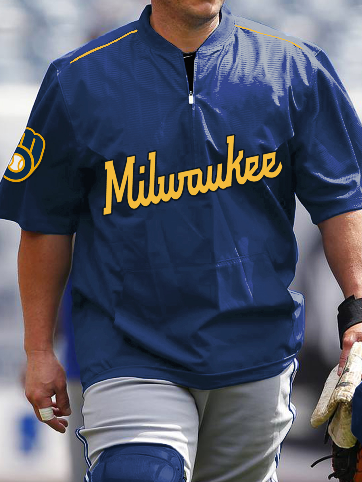 Milwaukee Brewers Short Sleeve Zip Sweatshirt